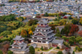 ヘリコプターで京都市内上空から見た伏見桃山城