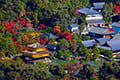 ヘリコプターで京都市内上空から見た金閣寺
