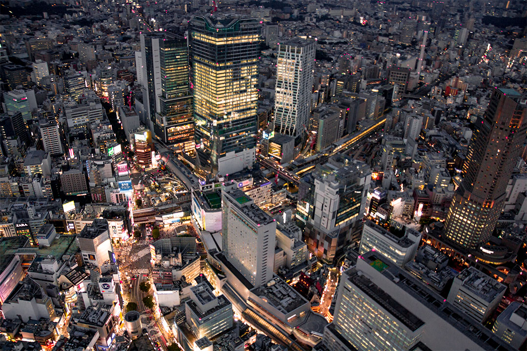 渋谷上空からの夜景