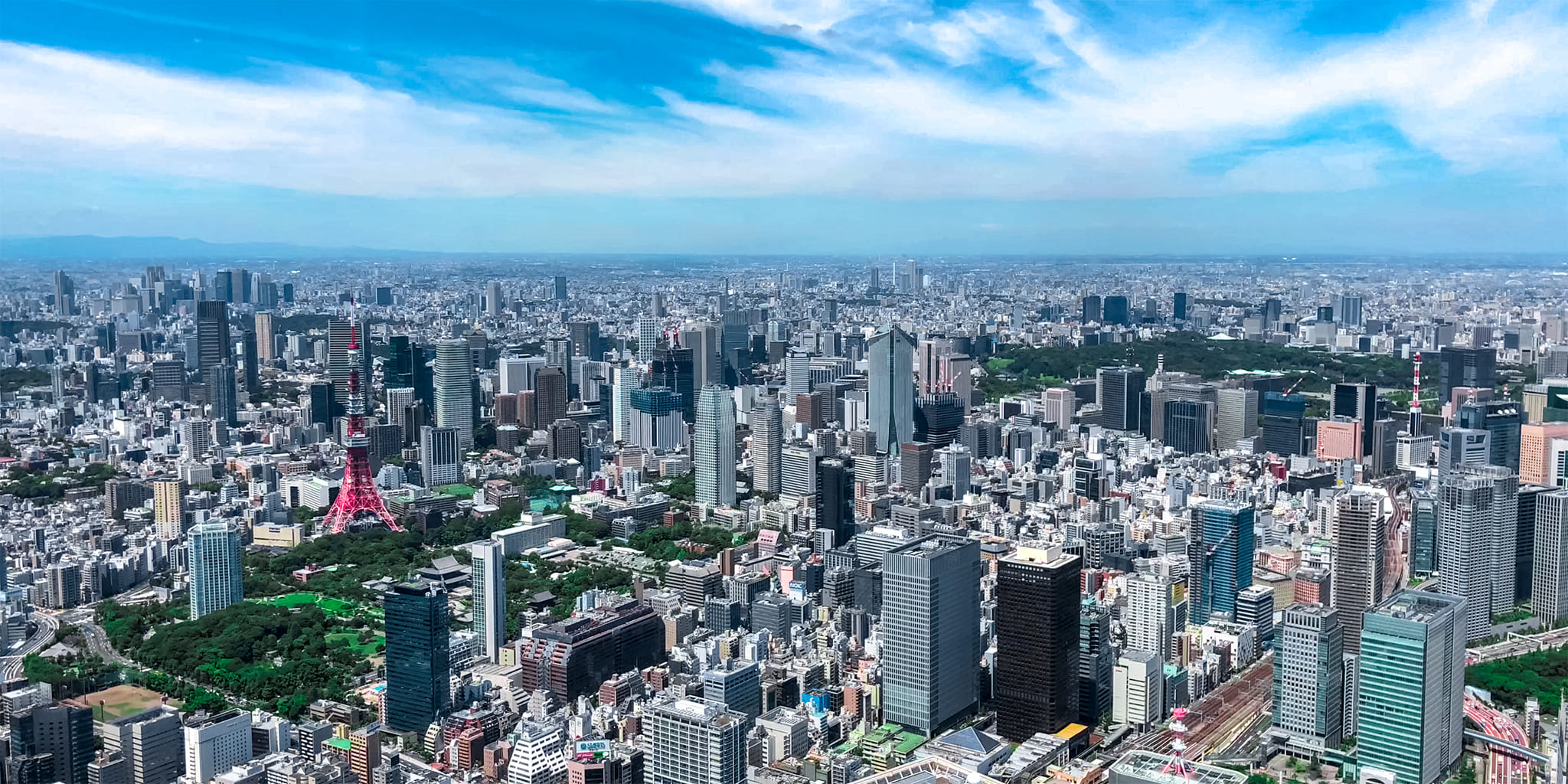 ヘリコプターで東京上空をフライトして見える芝公園
