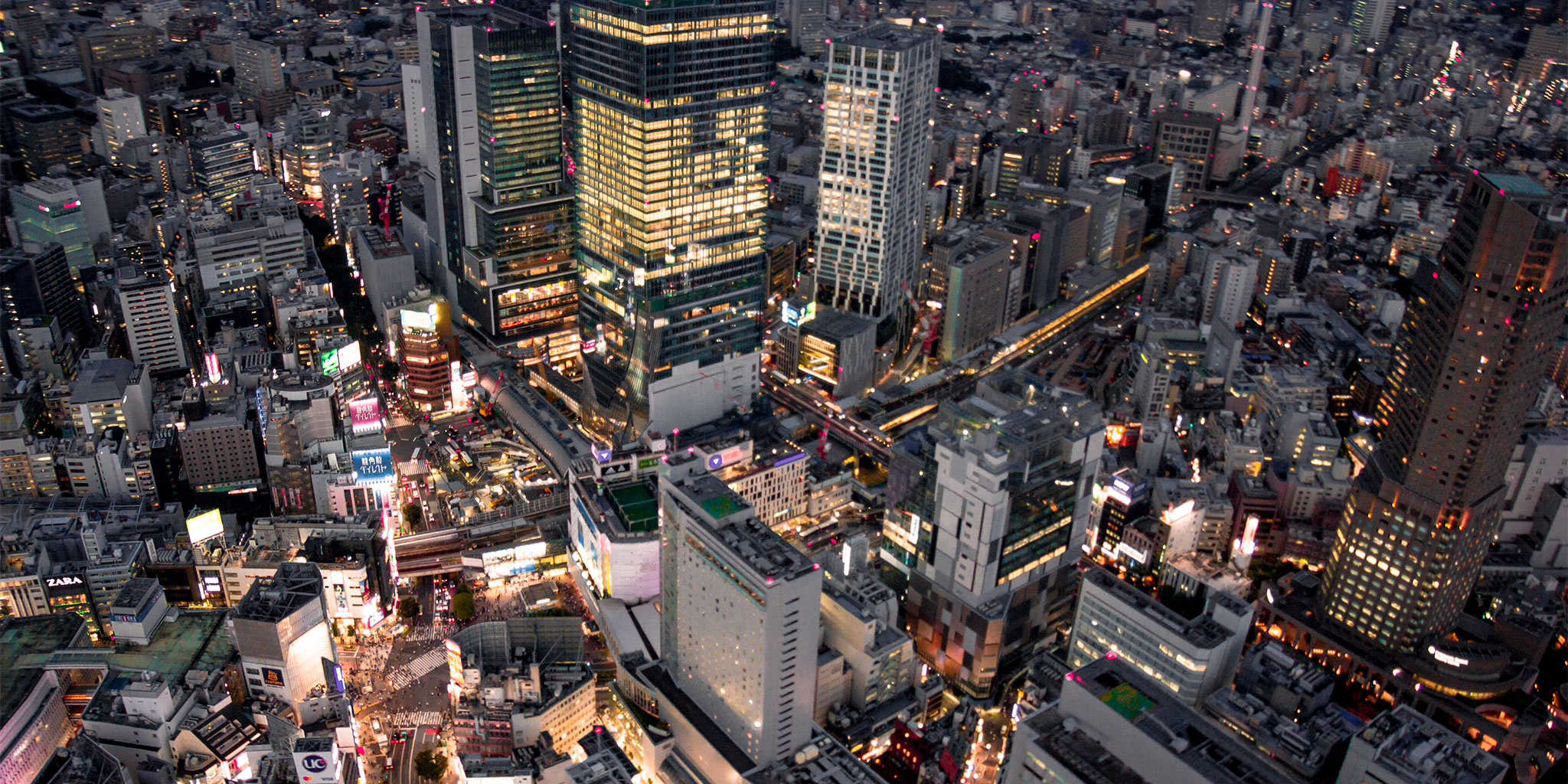 渋谷上空からの夜景