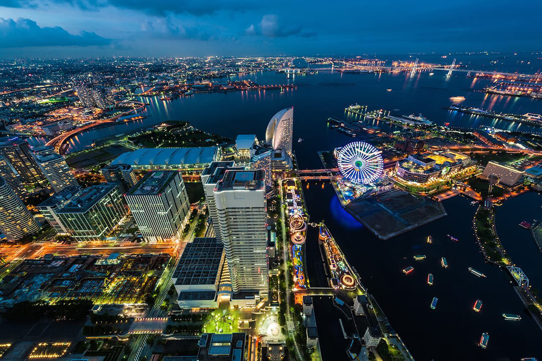 围绕港未来的夜景 爱罗斯空中景观